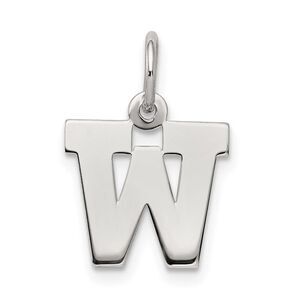 Sterling Silver, Amanda Collection Small Block Style Initial W Pendant
